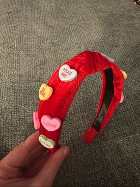 Red Velvet Headband with Candy Heart Embellishments💘